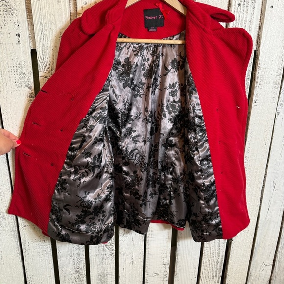 Forever 21 Red Soft Peacoat Jacket Women's Small Button-Up Jacket Y2K Retro Vibe - Picture 3 of 9